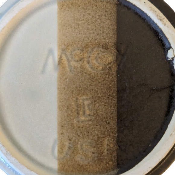 Vintage McCoy brown, tan and cream dipped pedestal coffee mug - Picture 3 of 3